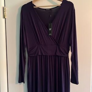 NWT! Navy Blue Rayon OUGES Maxi Dress 51" Long